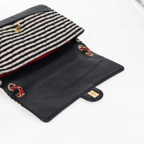 CHANEL Matelasse Chain Shoulder Bag cotton Black Gold - Picture 7 of 16